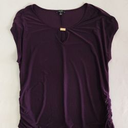 Women's Purple Keyhole Neckline Ruched Sides Top Size XL