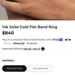 14k Solid  Gold GLD Ring Size 5-6