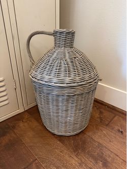 Large Wicker Covered Wine Jug Basket