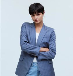 Women's Blue Pinstripe Blazer