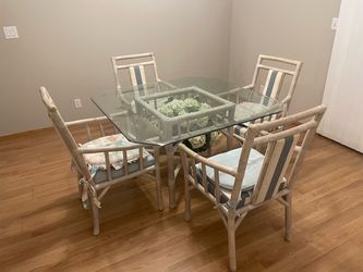 Ethan Allen 48” Glass Dining Table and 4 Chairs