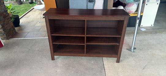 Dark Wood 6-Shelf Horizontal Bookshelf/TV Stand Length 48in depth 14in Height 34in