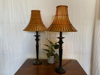 Pencil Reed Rattan Table Lamp (Set of 2)