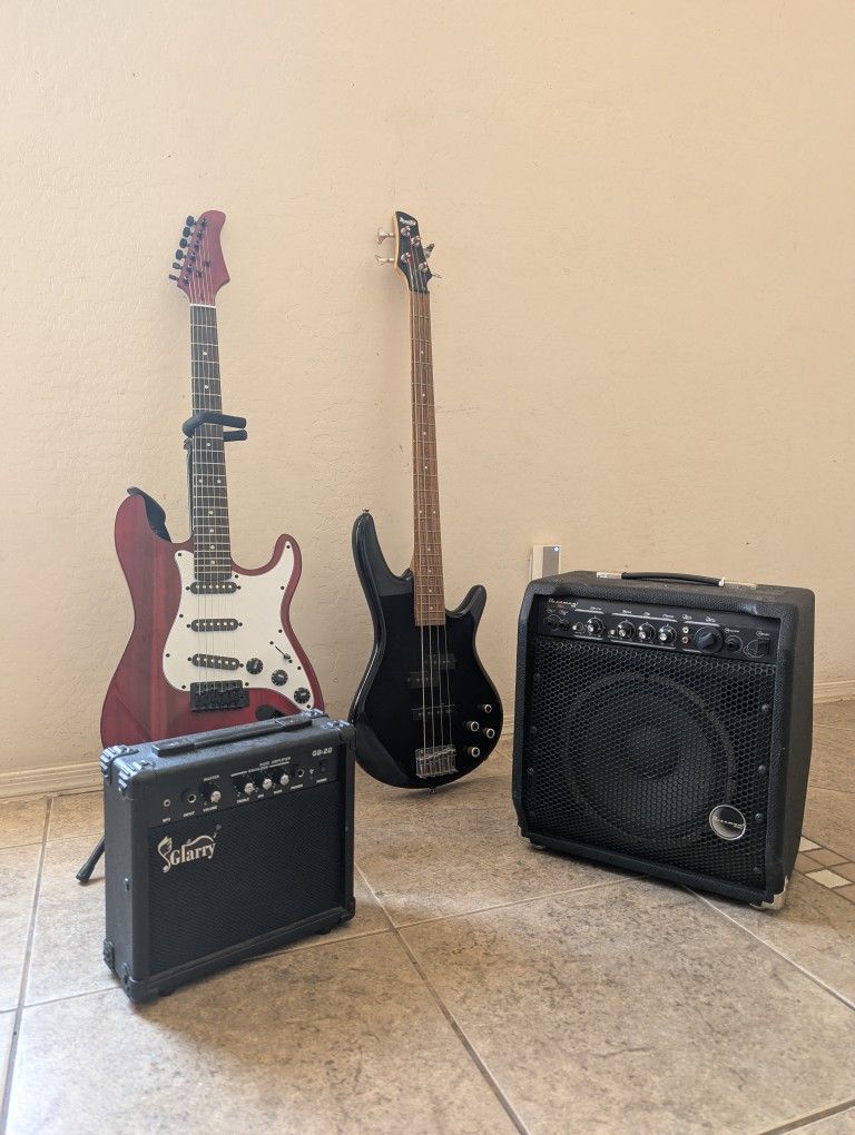 Guitar, Bass And Amp Set