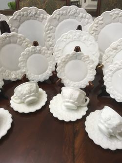 Westmoreland Milk Glass Panel Grape Dinnerware Set