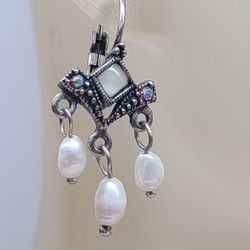 MOROCCAN MOTHER OF PEARL LEVER BACKS EARRINGS 