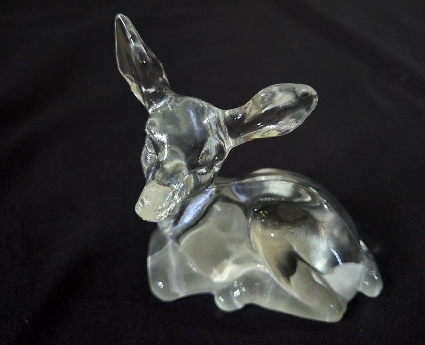 Fenton Deer Fawn Clear Art Glass Paperweight Figurine Vtg USA No Box 3.75"x3.5"