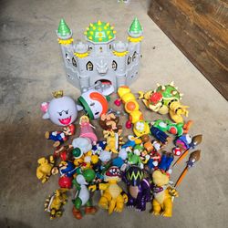 Super Mario Action Figure Collection with Bowser's Castle