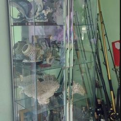 Elegant Curio Cabinet Made of Glass And Mirror