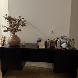Free Black Desk Solid Wood Console Credenza