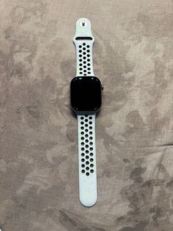 Apple Watch Series 12 GPS, 46mm Space Gray Aluminum Case with Essential White Nike Sport Band - S/M