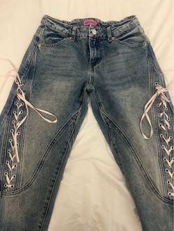 Edikted ribbon up low rise Jeans