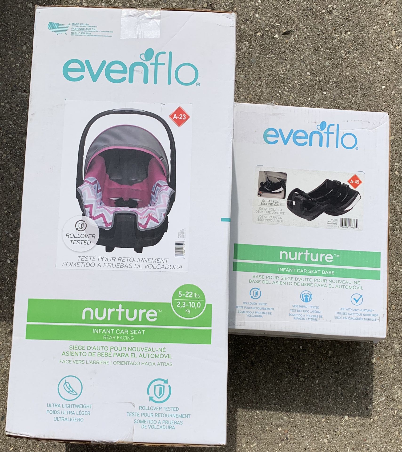 EvenFlo Nuture infant car seat with extra base