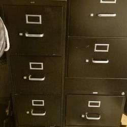 Three metal file cabinets HON, REAL SPACE, OFFICE DEPOT