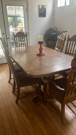 Solid Oak Table And Matching Bar Was