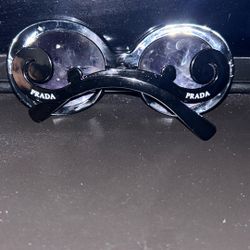 Prada Black Swirl Baroque Large Round Sunglasses