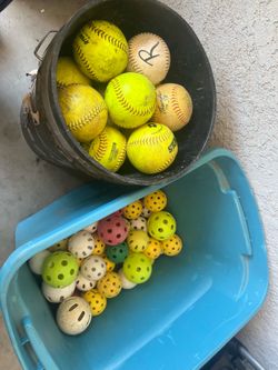 29 softballs and 40 wiffle balls