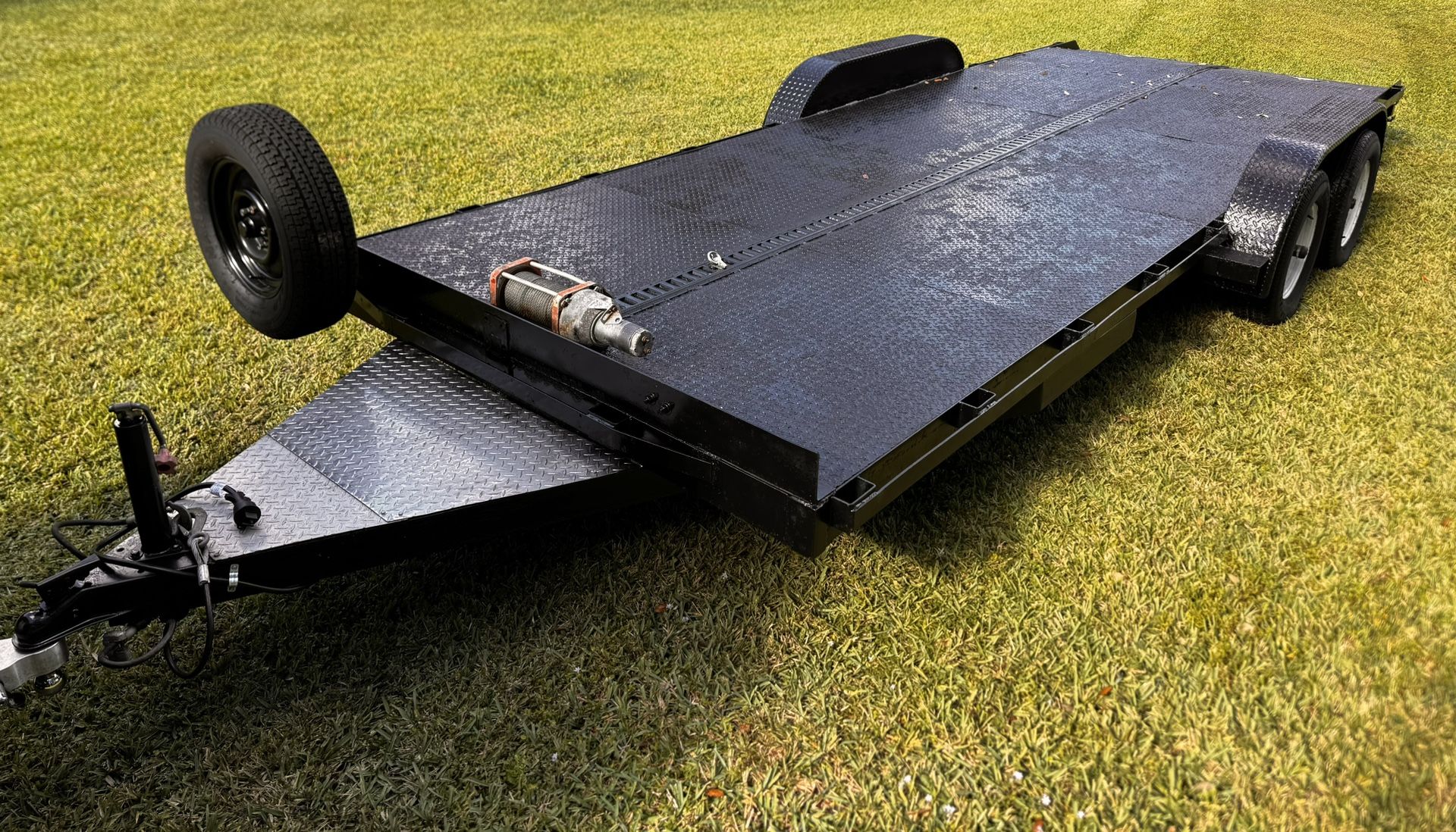 CAR HAULER EQUIPMENT UTILITY STEEL DECK TRAILER 20’x7’ W/SLIDE AWAY RAMPS