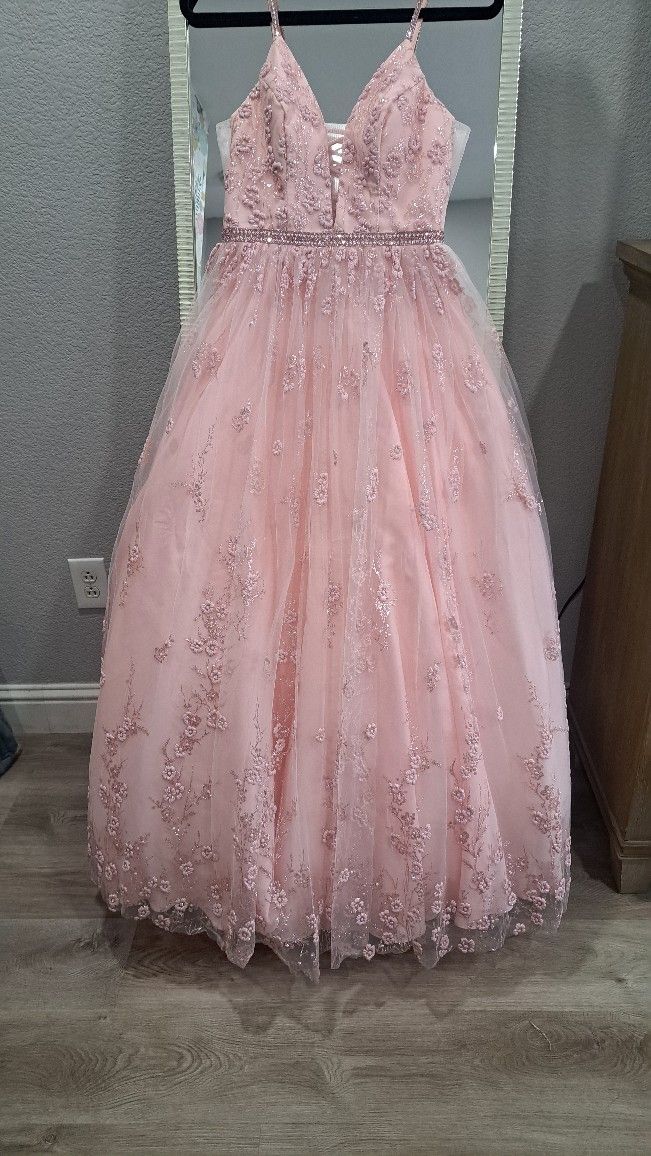 Pink Rose Gold Prom Dress, Quinceanera Dress, Gala Dress