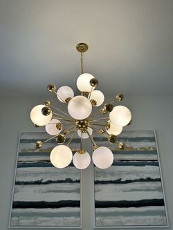 Gold Sputnik Chandelier with Globe Shades