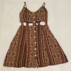 Reverse Brand Multicolor Printed Cut Out Mini Dress for Women Size S