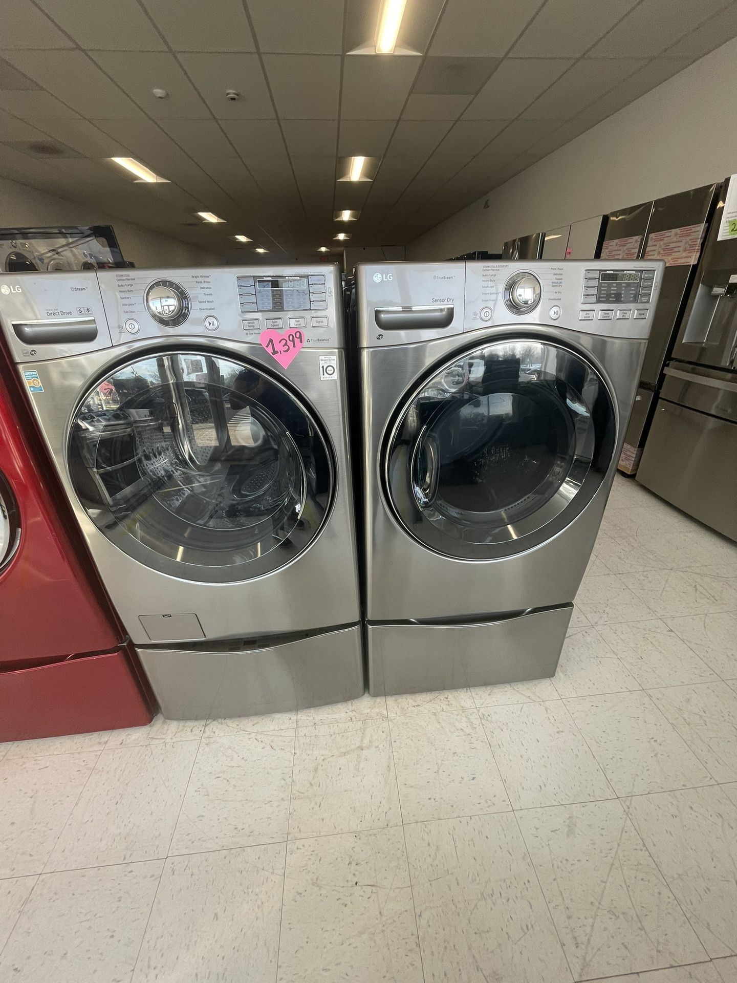 Lg Front Load Washer And Electric Dryer Set  Used  With Pedestal Washer With 90days Warranty 