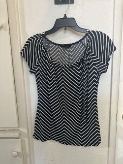 Navy Blue And White Stripped Top