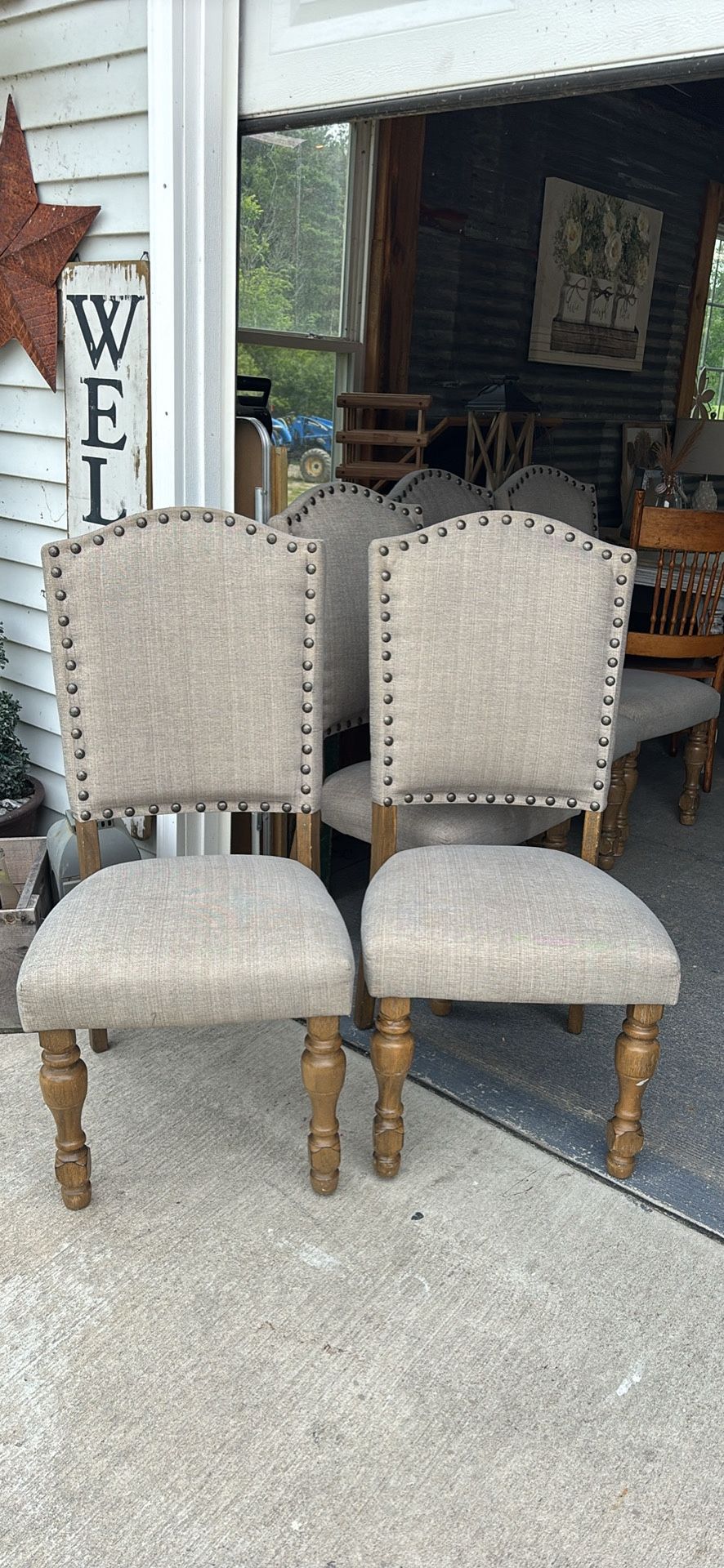 5 High End Farmhouse Dining Chairs W/wo Bench