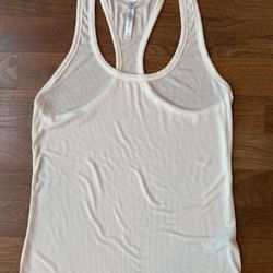 Fabletics Womens White Racerback Ribbed Tank Top Lightweight MED Super Soft
