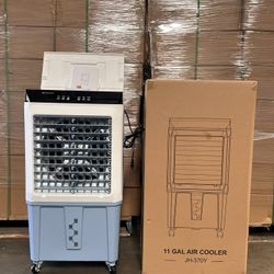 Evaporative Air Cooler, 3500 CFM Swamp Cooler with 11 Gallon Remote, Portable Water Cooling Fan with Scroll Casters, 3 Speed Cooling Fan, 4 Ice Packs 