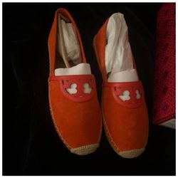 NWT/B Tory Burch Espadrilles Women Sidney Leather Slip On Sz 10 Summer Shoes