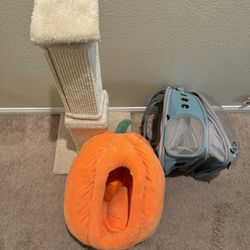 Cat Scratcher, Cat backpack,  Pumpkin Cat Bed 