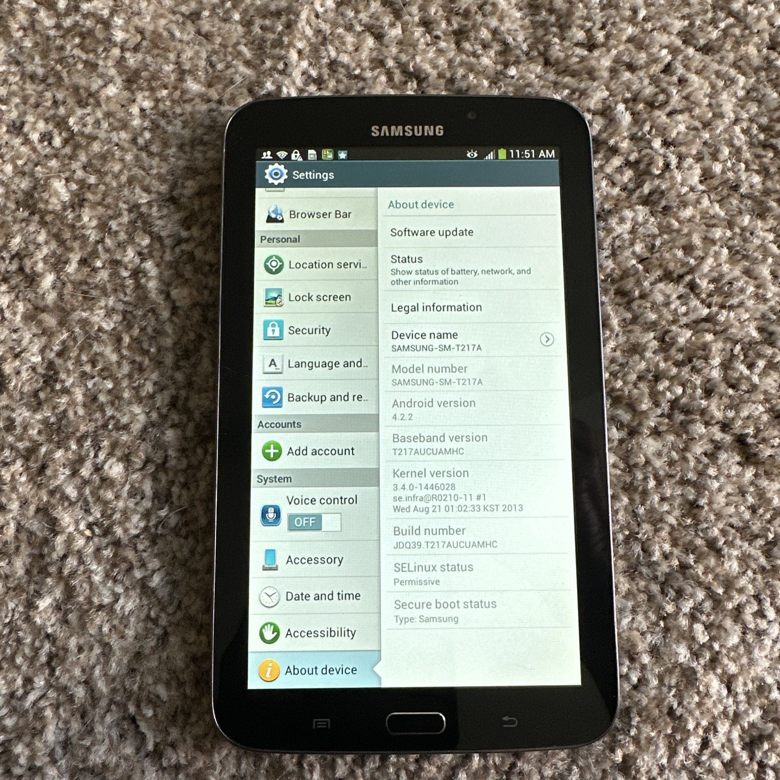 Samsung Galaxy Tab 3, 7.0", T217A, 16GB, AT&T, + WI-FI Tablet