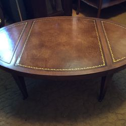 Leather Top Table With Glass Top