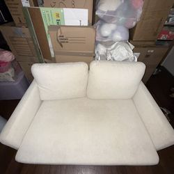White/Beige Small Loveseat 