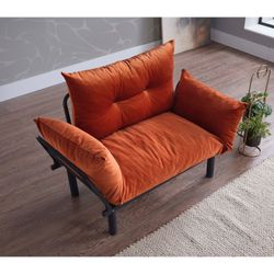 New Sonix Flared Arms Modern Comfortable Loveseat With Removable Cushions Orange