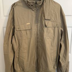 Live Mechanics Tan Zip Up Lightweight Bomber Mechanic Jacket Size XL