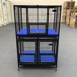 (New) $370 Set of (2) Stackable Heavy-Duty Dog Cage Crate 41x31x65 inches