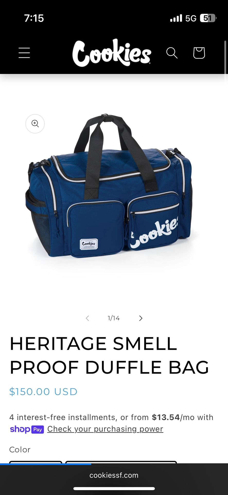 Hermitage smell proof Duffle Bag