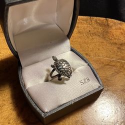 925 Sterling Silver, Animated Turtle Ring-Moving Feet Tail And Head Size 8