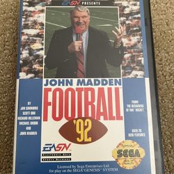 John Madden Football ‘92, Sega Genesis, Great Condition, Tested