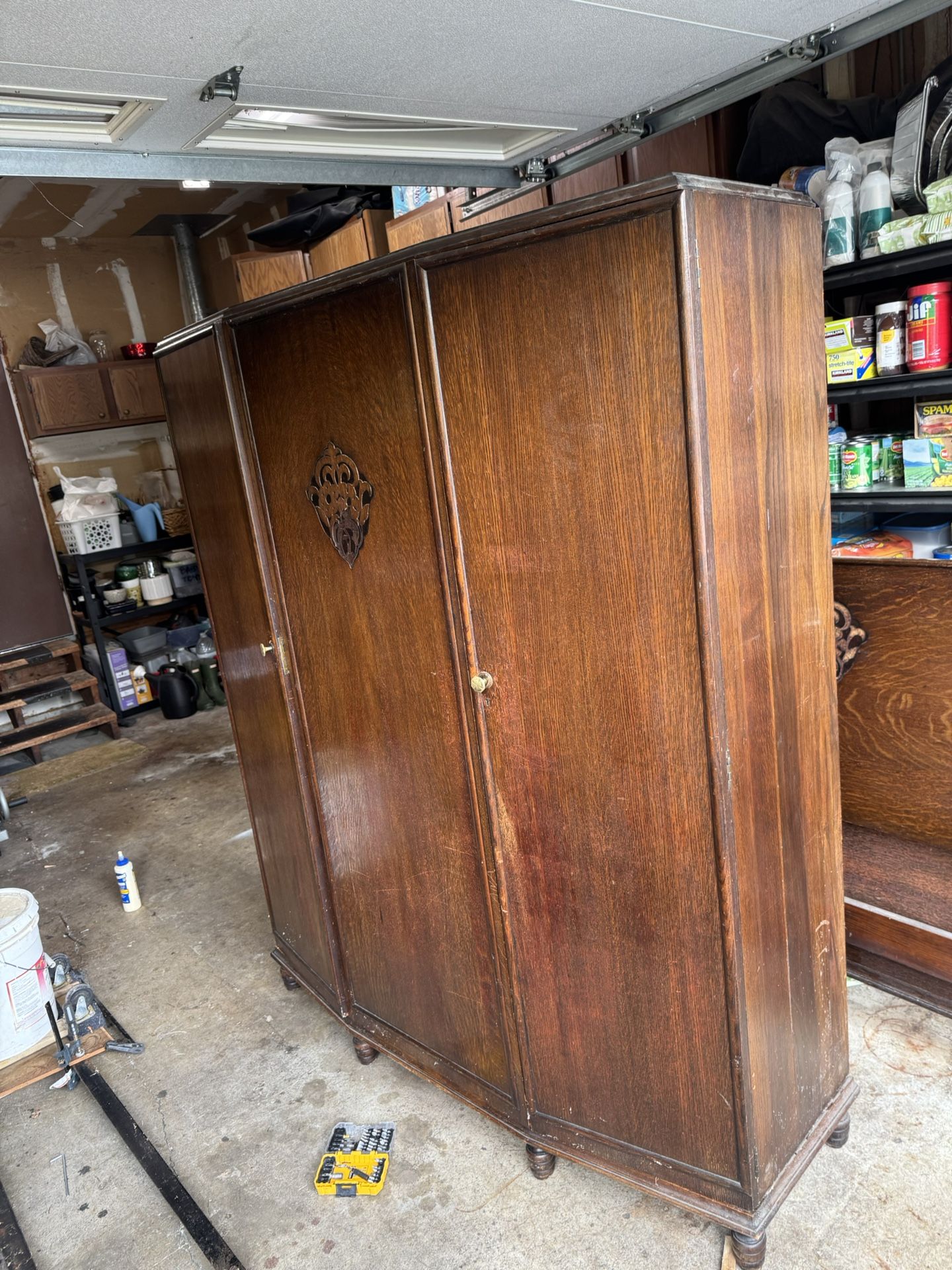 Antique Wardrobe Dresser And Bed Set
