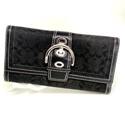 COACH Black Canvas Buckle Wallet