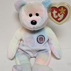 Ty Beanie Babies: B.B. BEAR the tie-dye birthday BEAR. Retired 1999. 9". 