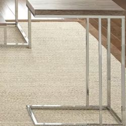 Light Brown Chairside End Table / laptop table with Chrome Base 