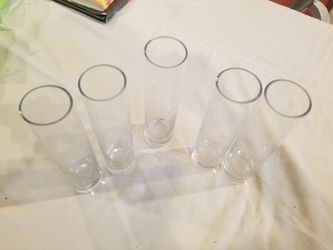5 Clear Glass Flute Vases