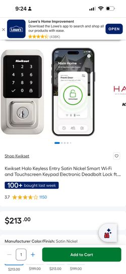 Kwikset Halo Keyless Entry Satin Nickel Smart Wi-Fi and Touchscreen Keypad Electronic Deadbolt Lock ft. SmartKey Security