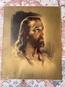 Vintage Head Of Jesus Christ Art Print Warren Sallman Large