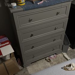 Gray dresser with Ford drawers