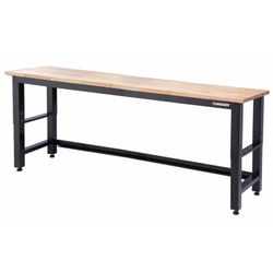 NEW IN BOX Husky 96inW x 24inD Adjustable Height Black Workbench, Solid Wood for Ready to Assemble